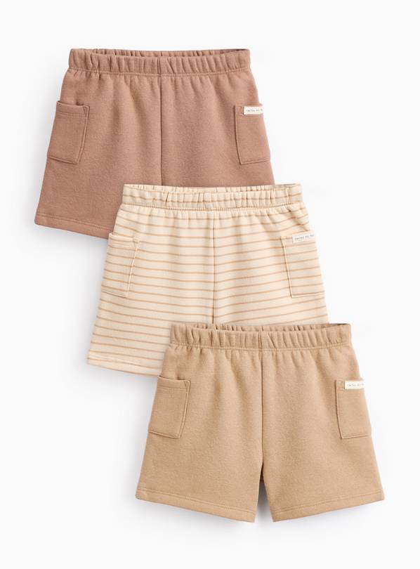 Neutral Soft Stripe Shorts 3 Pack 18-24 months